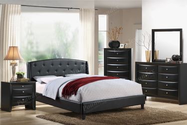 Brand new black or white queen bed frame + dresser + mirror + nightstand