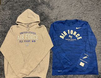 New Air Force Blue Dry-Fit shirt and Grey Hoodie. Size Medium $40 for both