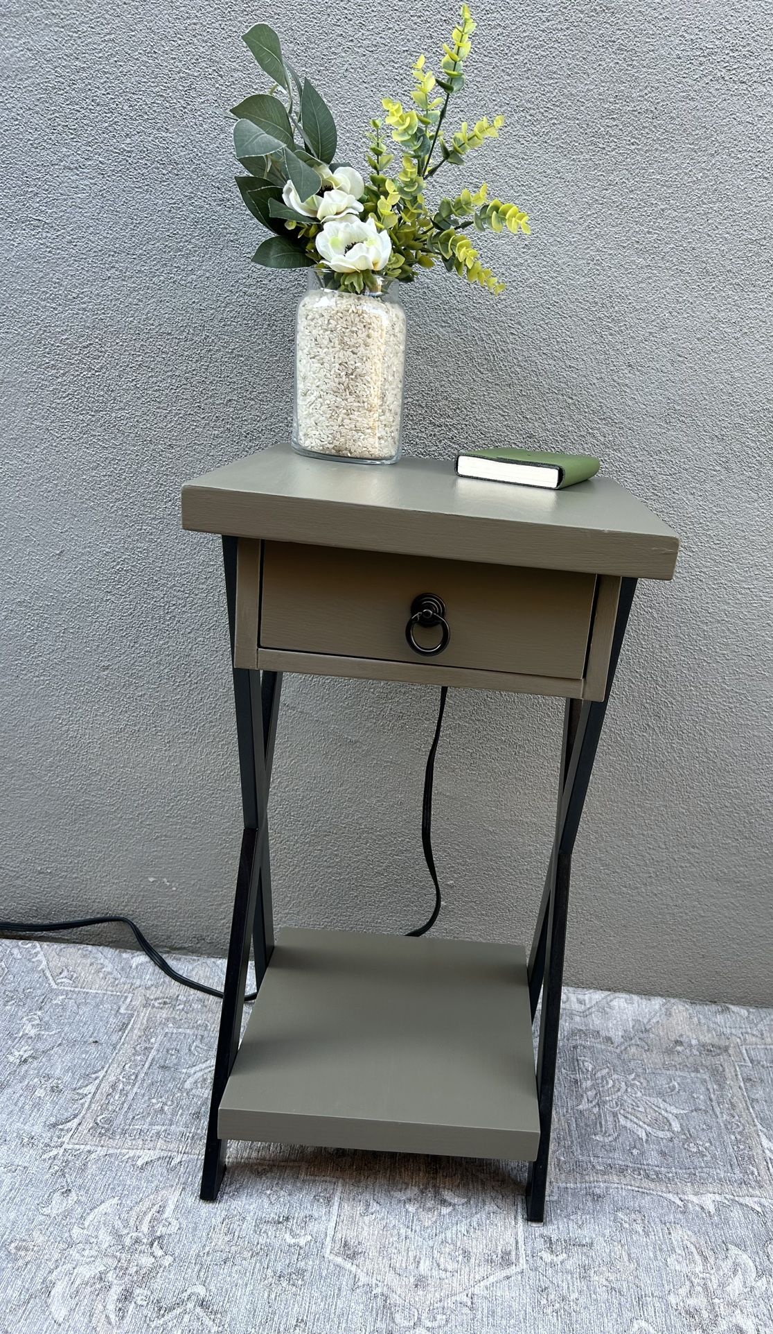 Newly Refinished Bedside Table Or End Table With Charging Ports 
