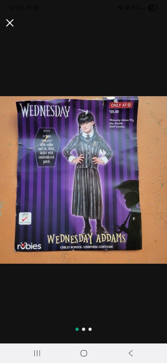 Wednesday Addams Child Costume LARGE