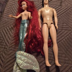Disney Ariel and Prince Eric Vintage 1990s  dolls
