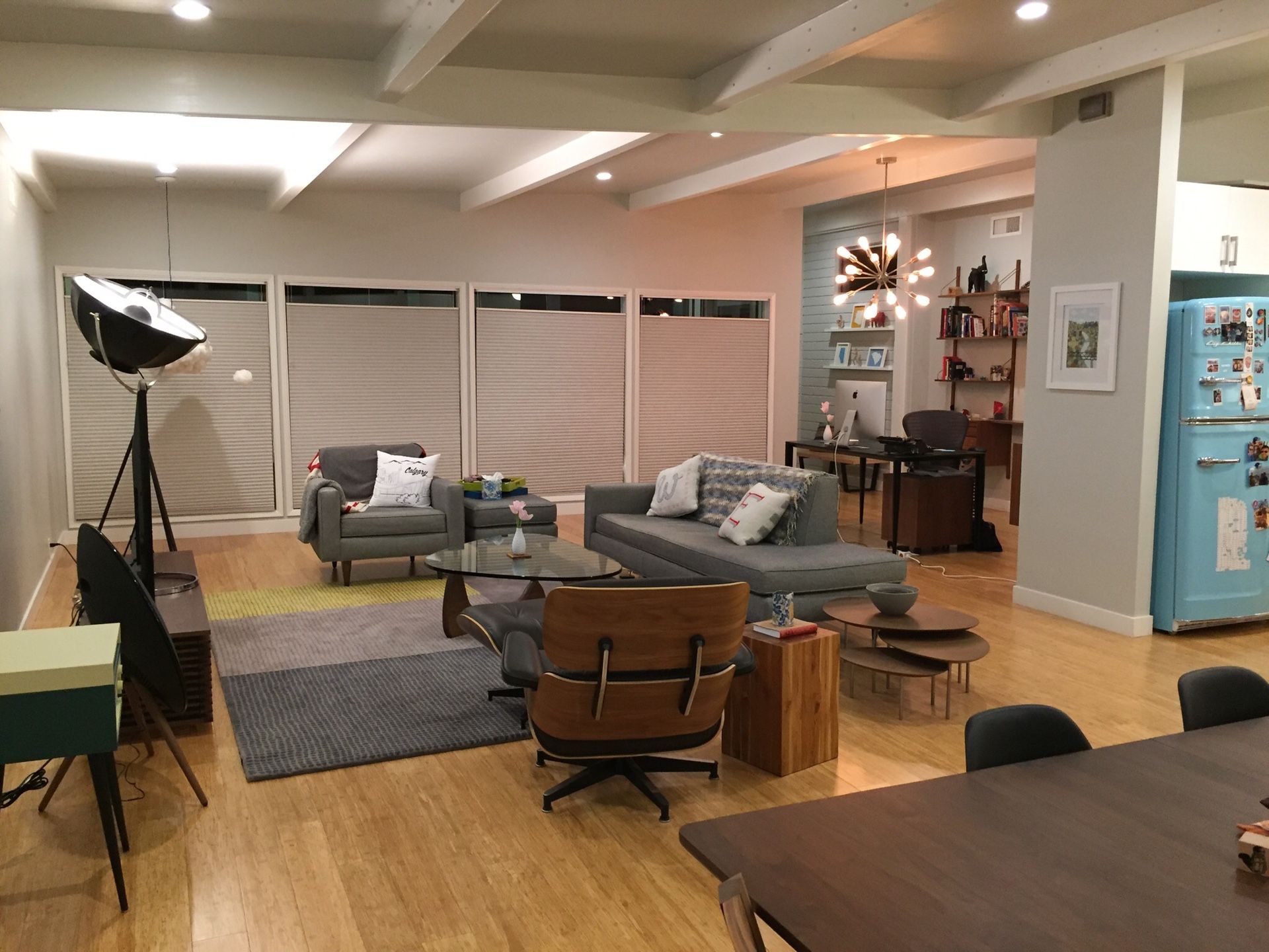 DWR Bantam Sofa, Arm Chair, Ottoman and Nesta Rug