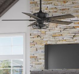 New 52” Downrod or Flush Mount Ceiling Fan With Lights&Remote Pull Chain Reversible Motor Dimmable