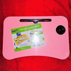 New Pink Portable & Foldable Table Workstation For Laptop & Drink