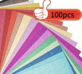 100 Sheets Glitter Cardstock - Pearlescent Paper - for DIY Crafts,  Glitter Effect for Scrapbooking, Christmas Decoration - Multi Color Party Decorati
