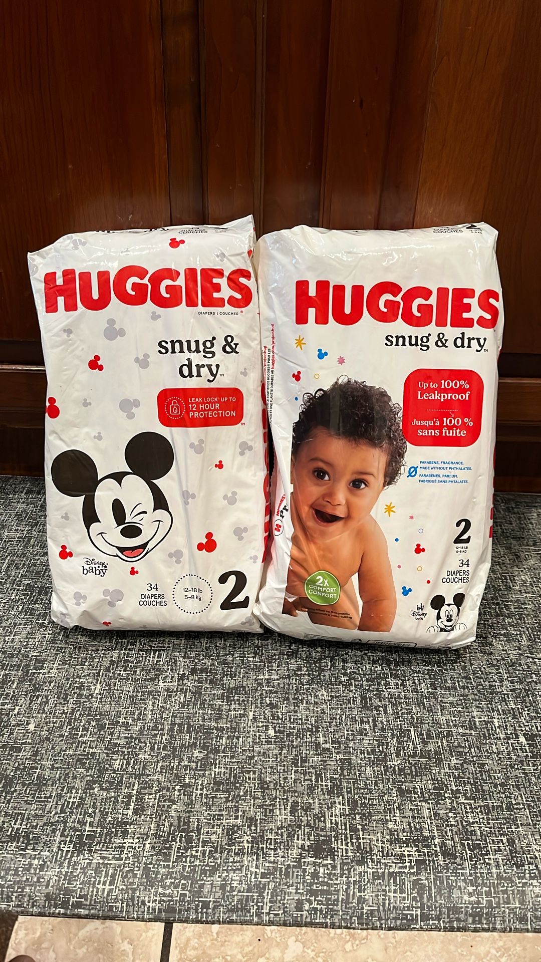 Huggies Snug & Dry Size 2 Diapers 12-18 LB 34 Diapers ea | 2 Pkgs $15