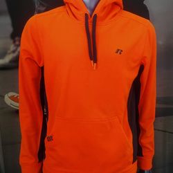 Russell Athletic Men’s Small Orange Gray Fleece Hoodie NWOT