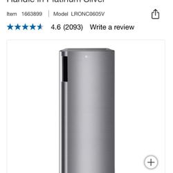 LG 6.0 cu. ft. Single Door Refrigerator with Inverter Compressor and Pocket Handle in Platinum Silver