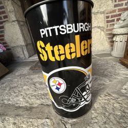 Vintage PITTSBURGH STEELERS Trash Can waste bin P&K Products basket NFL
