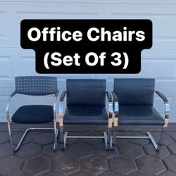 High Quality Office Black Chairs (Set Of 3) PickUp Available Today