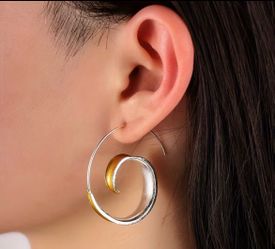 Two-Tone Spiral Hoop Earring