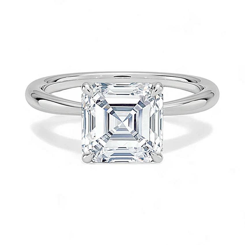 1.00 Carat White Gold Solitaire Engagement Ring with IGI Certified Asscher Cut Lab Grown Diamond.