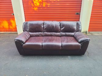 Burgundy Leather Couch - Free Delivery