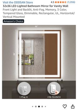 NEW 32x36 ODDSAN LED Lighted Bathroom Mirror