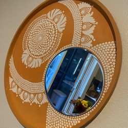 25” Orange Dreamcicle Mandala Mirror Boho Decor
