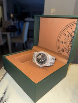 Luxury Iced-Out Skeleton Watch 💎 Full Moissanite | Swiss Movement | Box Included