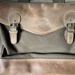 Vintage Cabela's Leather Canvas Messenger Bag LapTop Briefcase Bag