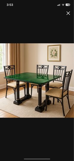Dining Table with 4 Chairs  50% Off– Unique Green Finish – Priced to Sell 🍽️
