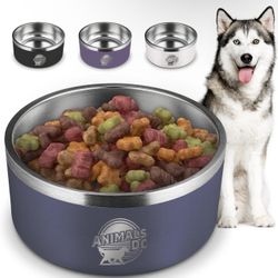 100oz Extra Large Double Wall Insulated Dog Water Bowl | Stainless Steel Pet Bowl Holds 100oz/12 Cups Food or 90oz Water | Dishwasher Safe Dog Bowl | 