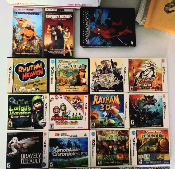 Nintendo 3ds Sony Psp Games For Sale, Pokemon, Mario Luigi Rhythm Heaven, Cowboy Bebop