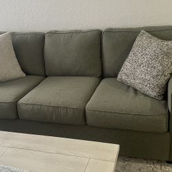 Sofa Set 3 Piece Green Fabric 