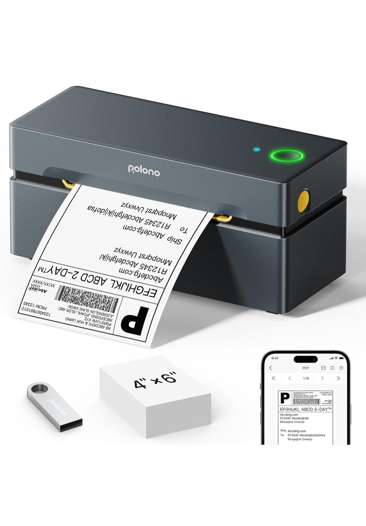 Bluetooth Thermal Shipping Label Printer, Wireless 4x6 Shipping Label Printer for Small Business, Support iOS, Android, Windows and Mac, Compatible wi