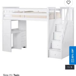 Pottery Barn Inspired Twin Loft Bed With Desk
