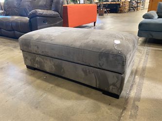 Super Soft Grey Fabric Storage Ottoman