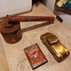 Trio Of Antique Steel Advertising Items