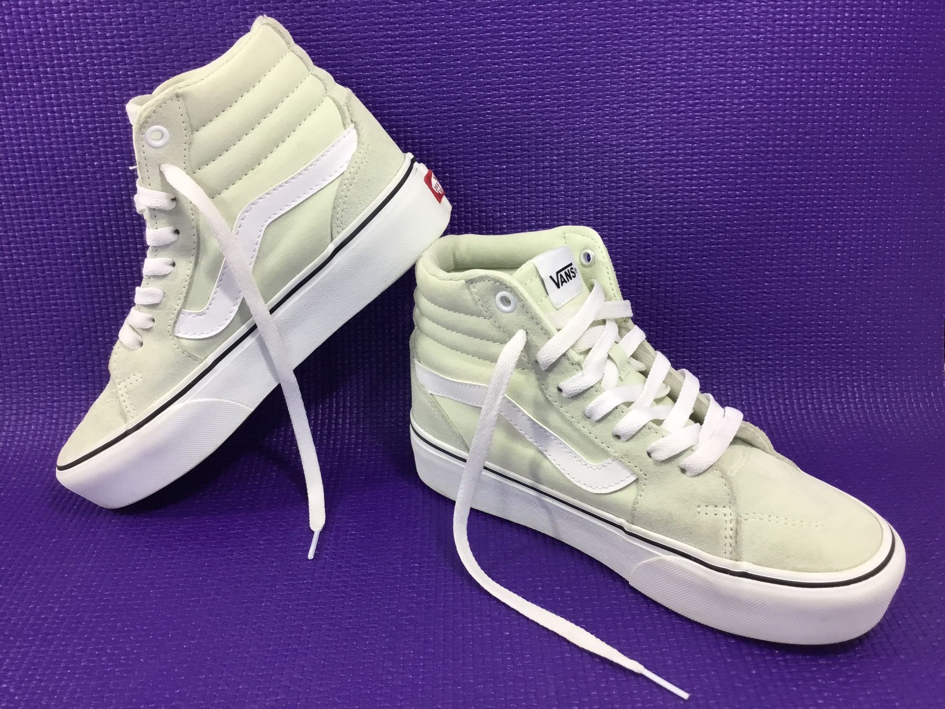 Vans Filmore Hi Skateboarding Sneakers Mint Green White Shoes Womens Sz 6 CLEAN