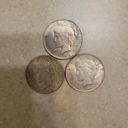 1922 Peace Silver Dollars.  $35 Each 