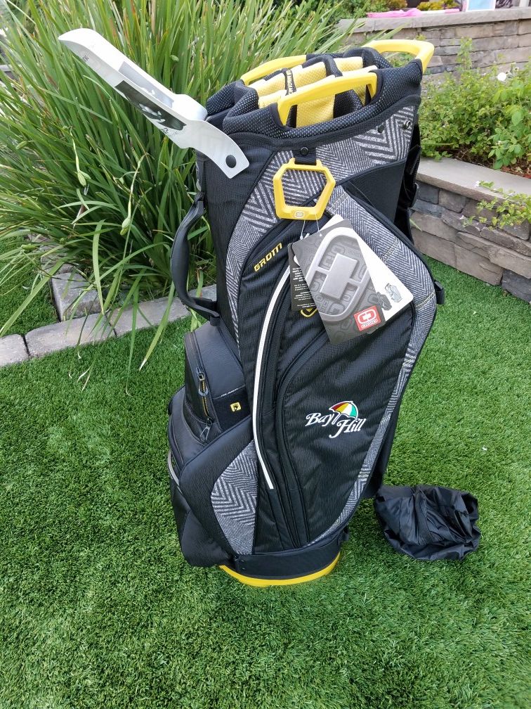 OGIO 2018 Grom 16 Way Cart Golf Bag, BAY HILL Logo ,Color Dijon Crosswalk, NEW !