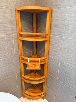 Teak wood shower corner shelf - 5 tiers
