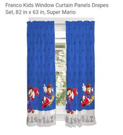 Nintendo Super Mario Odyssey Blue Kids Bedroom Curtain Panels