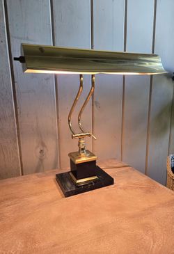 Brass Banker Desk Lamp with Marble Base