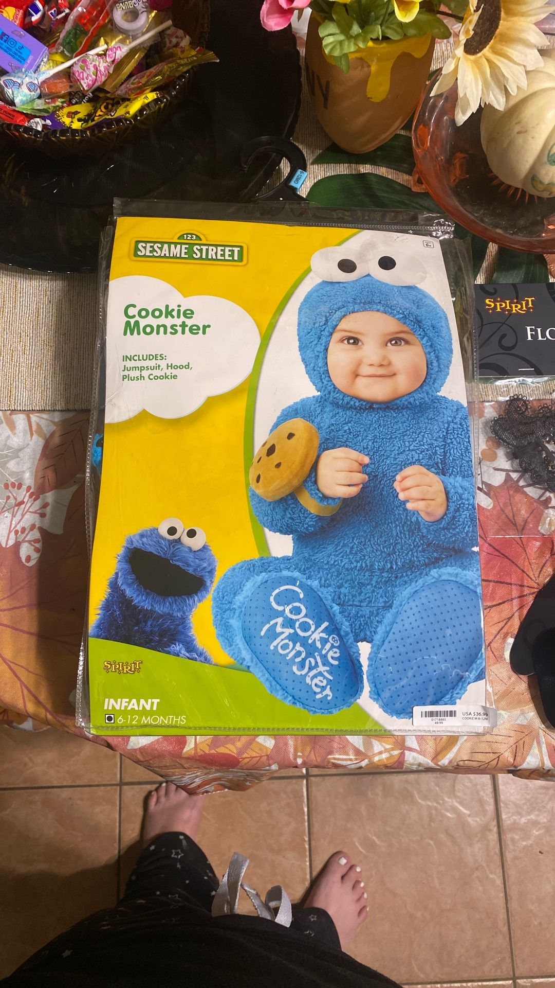 Halloween Baby Cookie Monster costume and two adult masks