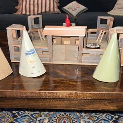 Wooden Fort Wity Painted Wigwams (for play)