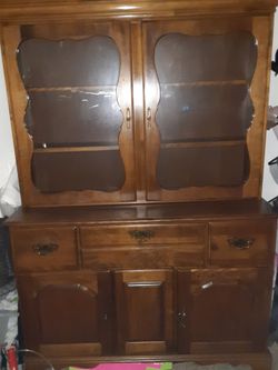 Wooden China Cabinet Hutch with Glass Doors