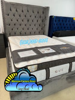 Queen Diamond bed frame velvet cama luxury Pillowtop new Colchon y tambor