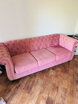 Pink Velvet Chesterfield Sofa