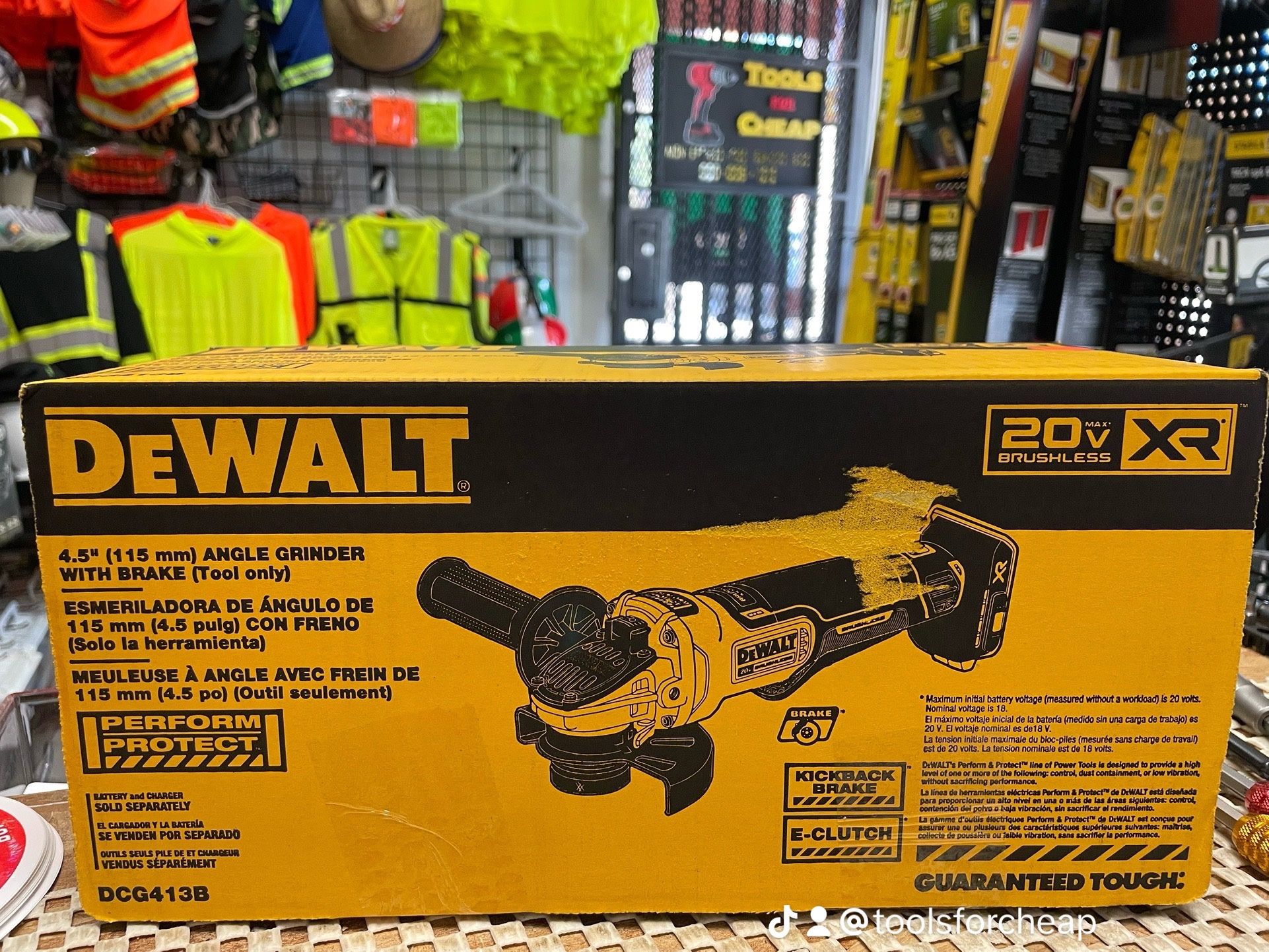 DEWALT 20V MAX XR Cordless Brushless 4.5 in. Paddle Switch Small Angle Grinder with Kickback Brake (Tool Only)