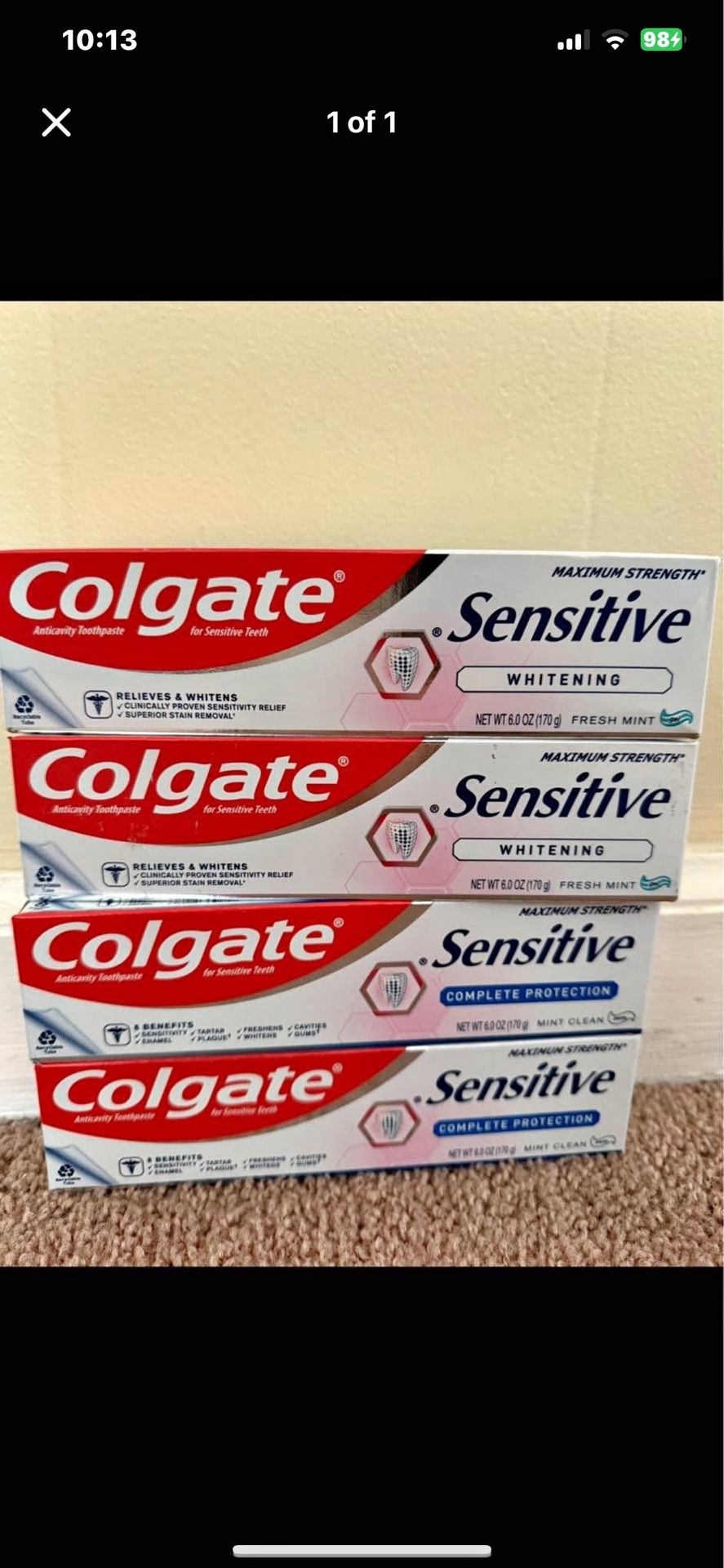 4/$12 Colgate Sensitive ( Large Size)