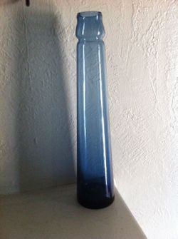 14" blue tall bottle or flower vase