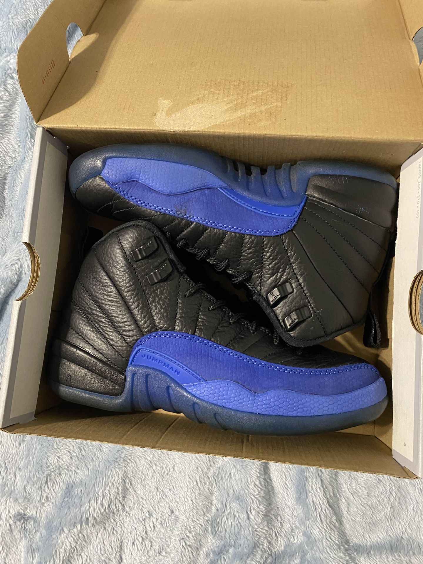 Black and blue jordan 12s