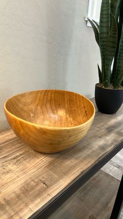 Hand-Carved Natural Wood Decorative Bowl