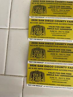 4  tickets 2026 San Diego County fair