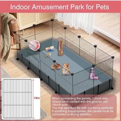 12 Panels Small Animal Playpen, 48" x 24" x 16" Pet Playpen with Waterproof Mat, C&C Cage for Guinea Pigs, Puppy Play Pen, Bunny Playpen, Indoor Outdo