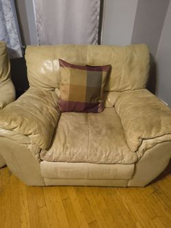 Italian leather  yellow golden tone love seat