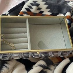 Gold and clear acrylic glass jewelry box 
