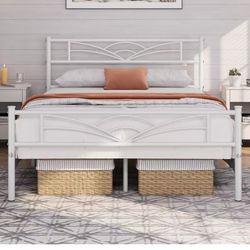 New Queen Size Bed Frames Metal Platform Bed Mattress Foundation with Cloud #613996